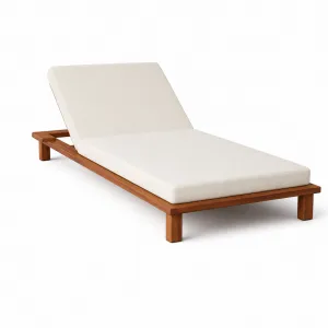 Luxus Creme Outdoor Sonnenliege mit erhöhter Rückenlehne & Holzrahmen von Luxury Group International