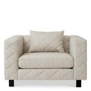 Luxury Cream Quilted Lounge Armchair 119 cm – Living Room & Hotel Furniture Front View by Luxury Group International