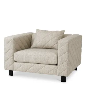 Luxury Cream Quilted Lounge Armchair 119 cm – Living Room & Hotel Furniture Front View by Luxury Group International