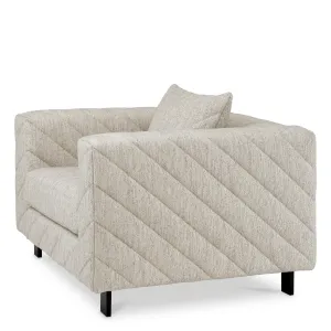 Luxury Cream Quilted Lounge Armchair 119 cm – Living Room & Hotel Furniture Side View by Luxury Group International