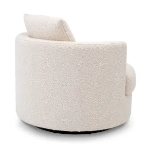 Luxuriöser, runder Drehsessel in Creme mit separatem Rückenkissen – Ø 95 cm – Luxuriöse Hotelmöbel Rückansicht von Luxury Group International