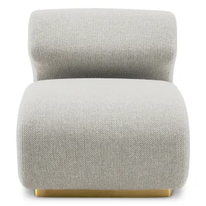 Sillón escultural de lujo en color crema con base de oro cepillado - Sillón de lujo Vista frontal por Luxury Group International