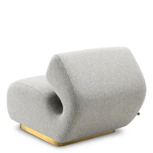 Sillón escultural de lujo en color crema con base de oro cepillado - Sillón de lujo Vista lateral por Luxury Group International