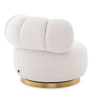Fauteuil Sculptural de Luxe Crème avec Revêtement et Base Dorée - Mobilier de Luxe pour Hôtels Vue de dos par Luxury Group International