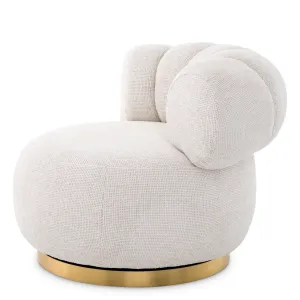 Fauteuil Sculptural de Luxe Crème avec Revêtement et Base Dorée - Mobilier de Luxe pour Hôtels Vue de côté par Luxury Group International