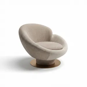 Poltrona Girevole di Lusso Crema con Base in Tonalità Oro - Poltrona di Lusso Vista laterale di Luxury Group International