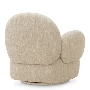 Luxury Cream Textured Armchair with Rounded Sculptural Arms - Luxury Living Room Furniture Back View by Luxury Group International