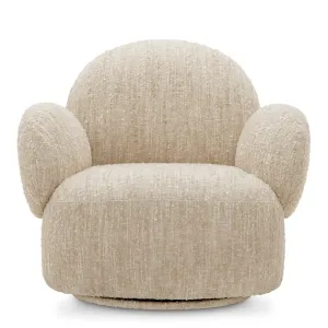 Luxury Cream Textured Armchair with Rounded Sculptural Arms - Luxury Living Room Furniture Front View by Luxury Group International