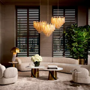 Luxury Cream Textured Armchair with Rounded Sculptural Arms - Luxury Living Room Furniture Lifestyle View by Luxury Group International