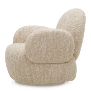 Luxury Cream Textured Armchair with Rounded Sculptural Arms - Luxury Living Room Furniture Side View by Luxury Group International