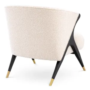 Luxury Cream Textured Armchair with Black Frame & Golden Tips – 71.5 cm - Luxury Hotel Furniture Back View by Luxury Group International