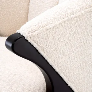 Luxury Cream Textured Armchair with Black Frame & Golden Tips – 71.5 cm - Luxury Hotel Furniture Detail View by Luxury Group International