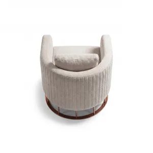 Luxury Cream Textured Armchair with Curved Arms and Gold Feet - Luxury Armchair Back View by Luxury Group International
