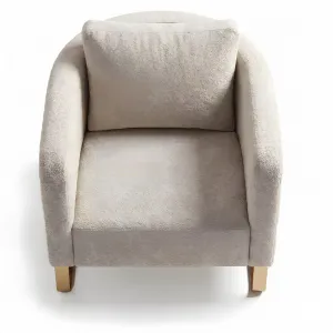 Luxury Cream Textured Armchair with Curved Arms and Gold Feet - Luxury Armchair Front View by Luxury Group International