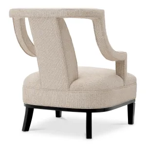 Luxury Cream Textured Armchair with Open Back Curved Arms - Luxury Hotel Furniture Back View by Luxury Group International