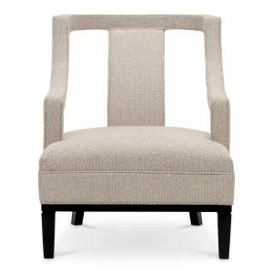 Luxury Cream Textured Armchair with Open Back Curved Arms - Luxury Hotel Furniture Front View by Luxury Group International