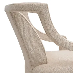 Luxury Cream Textured Armchair with Open Back Curved Arms - Luxury Hotel Furniture Side View by Luxury Group International