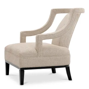 Luxury Cream Textured Armchair with Open Back Curved Arms - Luxury Hotel Furniture Side View by Luxury Group International