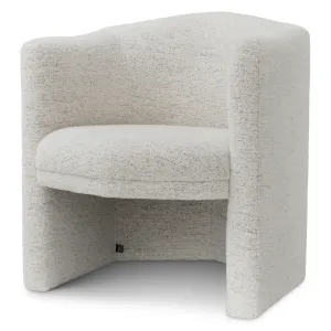 Sillón escultural de lujo con tejido de textura cremosa y respaldo curvo - Sillón de lujo Vista frontal por Luxury Group International