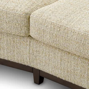 Luxury Cream Three-Seater Sofa with Deep Cushions & Dark Wood Base – Luxury Hotel Furniture Detail View by Luxury Group International