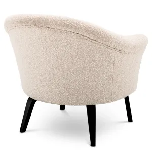 Luxury Cream Upholstered Armchair with Black Wooden Legs 68 cm - Luxury Hotel Furniture Back View by Luxury Group International
