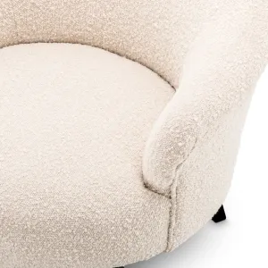 Luxury Cream Upholstered Armchair with Black Wooden Legs 68 cm - Luxury Hotel Furniture Detail View by Luxury Group International