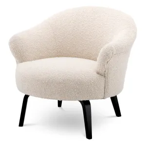 Luxury Cream Upholstered Armchair with Black Wooden Legs 68 cm - Luxury Hotel Furniture Front View by Luxury Group International