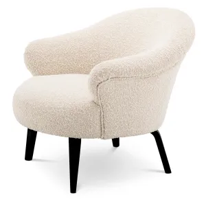 Luxury Cream Upholstered Armchair with Black Wooden Legs 68 cm - Luxury Hotel Furniture Side View by Luxury Group International