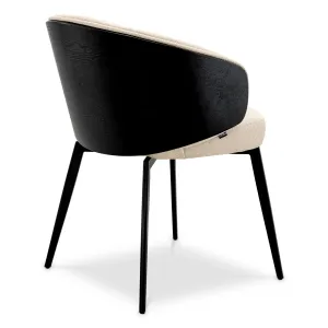 Luxury Cream Upholstered Dining Chair with Black Curved Back and Legs - Luxury Dining Chair Back View by Luxury Group International