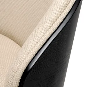 Luxury Cream Upholstered Dining Chair with Black Curved Back and Legs - Luxury Dining Chair Detail View by Luxury Group International