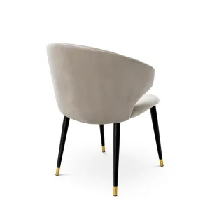 Silla de Comedor Tapizada en Crema de Lujo con Patas Negras y Detalles Dorados - Mobiliario de Hotel de Lujo Vista trasera por Luxury Group International