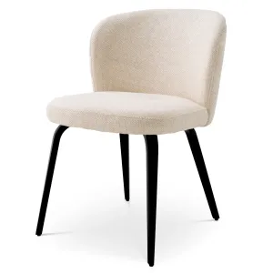 Sedia da Pranzo Imbottita di Lusso Crema con Gambe in Metallo Nero - Arredamento di Lusso per Hotel Vista frontale di Luxury Group International