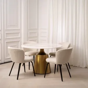 Sedia da Pranzo Imbottita di Lusso Crema con Gambe in Metallo Nero - Arredamento di Lusso per Hotel Vista lifestyle di Luxury Group International