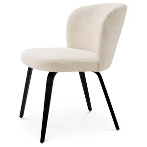 Sedia da Pranzo Imbottita di Lusso Crema con Gambe in Metallo Nero - Arredamento di Lusso per Hotel Vista laterale di Luxury Group International