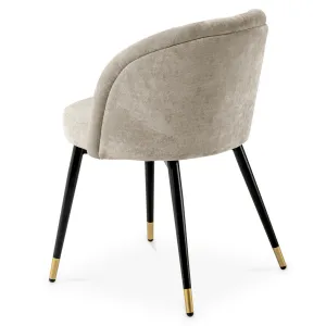 Juego de 2 Sillas de Comedor Tapizadas en Crema de Lujo con Patas Negras y Doradas - Sillas de Comedor de Lujo Vista trasera por Luxury Group International