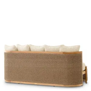 Luxus Creme Polstersofa mit Naturholz- & Geflochtenem Rattanrahmen – Luxus Hotelmöbel Rückansicht von Luxury Group International