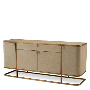 Luxury Cream Woven Rattan Sideboard with Gold Metal Frame - Luxury Hotel Furniture by Luxury Group International