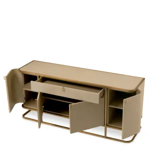 Luxury Cream Woven Rattan Sideboard with Gold Metal Frame - Luxury Hotel Furniture Inside View by Luxury Group International