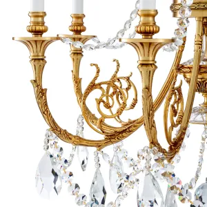 Lampadario di Lusso a Candele di Cristallo – Elegante Lampadario a Sospensione Dorato per Interni Raffinati Vista dettaglio di Luxury Group International