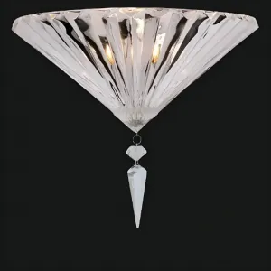 Luxury Crystal Wall Lamp with Fan-Shaped Prism Design & Decorative Crystal Pendant Front View by Luxury Group International