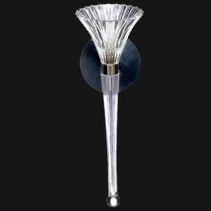 Luxury Crystal Wall Lamp with Tapered Prism Glass Design & Chrome Backplate by Luxury Group International