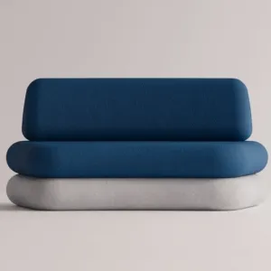 Luxury Dark Blue Bouclé Outdoor Sofa with White Concrete Base -Luxury Hotel Furniture by Luxury Group International