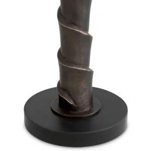Luxus Stehleuchte in Dunkelbronze mit Skulpturalem Spiralstamm & Cremefarbener Schirm – Luxus Stehleuchte Detailansicht von Luxury Group International