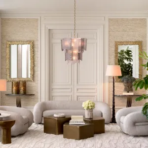 Luxus Stehleuchte in Dunkelbronze mit Skulpturalem Spiralstamm & Cremefarbener Schirm – Luxus Stehleuchte Lifestyle-Ansicht von Luxury Group International