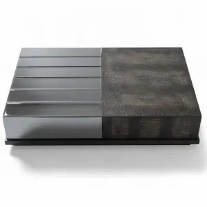 Luxury Dark Brown and Smoke Grey Textured Designer Coffee Table - Luxury Coffee Table Front View by Luxury Group International