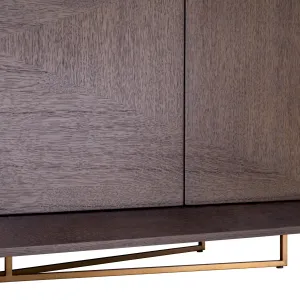 Luxury Dark Brown Geometric Four-Door Sideboard Cabinet - Luxury Sideboard Cabinet Detail View by Luxury Group International