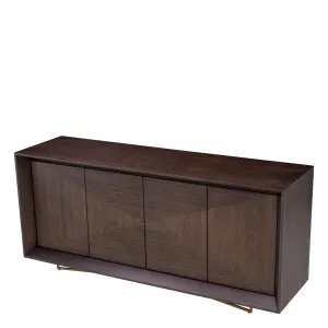 Luxury Dark Brown Geometric Four-Door Sideboard Cabinet - Luxury Sideboard Cabinet Front View by Luxury Group International
