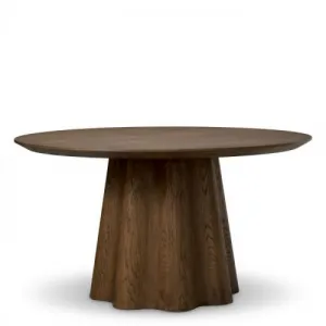 Luxury Dark Brown Oak Veneer Dining Table Front View by Luxury Group International