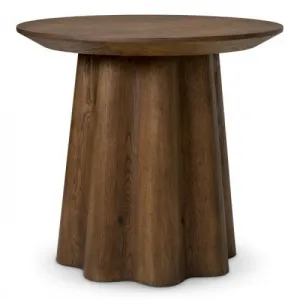 Luxury Dark Brown Oak Veneer Side Table Front View by Luxury Group International