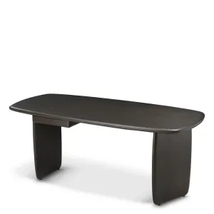 Luxury Dark Brown Rectangular Wooden Dining Table with Rounded Edges – Luxury Hotel Furniture Front View by Luxury Group International